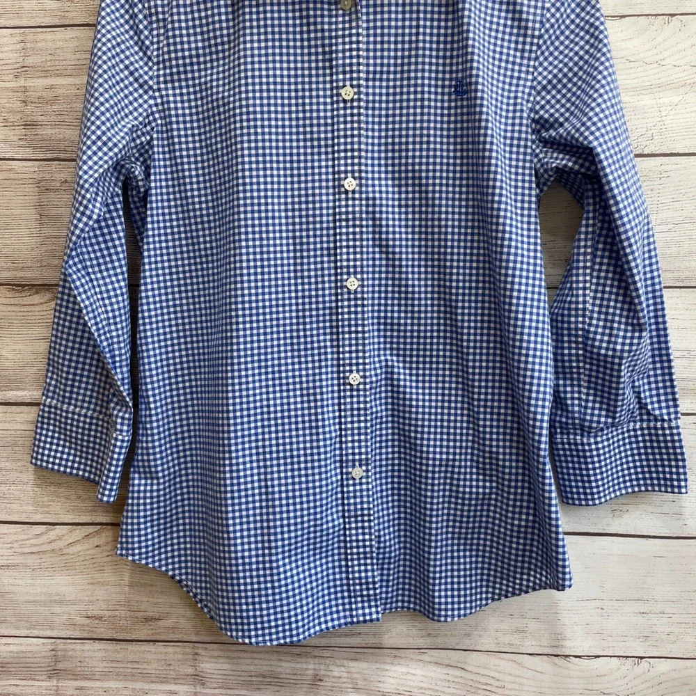 NEW WITHOUT TAGS LAUREN‎ RALPH LAUREN BLUE GINGHAM BUTTON FRONT SHIRT